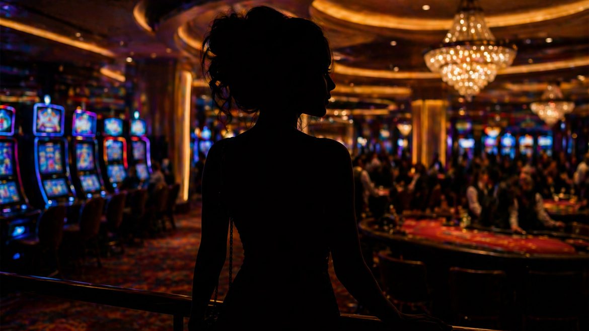 Silhouette of a woman inside a casino amid actress gambling flood control scam controversy