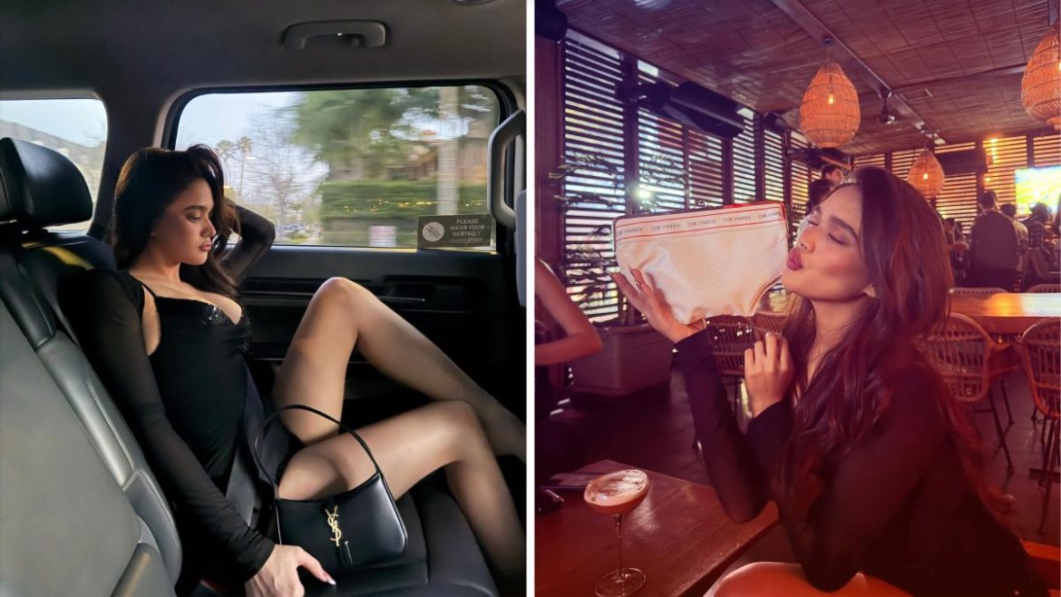 Criza Taa black outfit viral look while seated inside a car wearing an elegant black ensemble