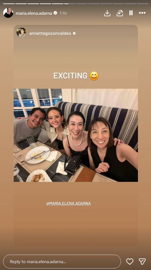 Selfie of John Lloyd Cruz Ellen Adarna reunion with friends smiling at dinner