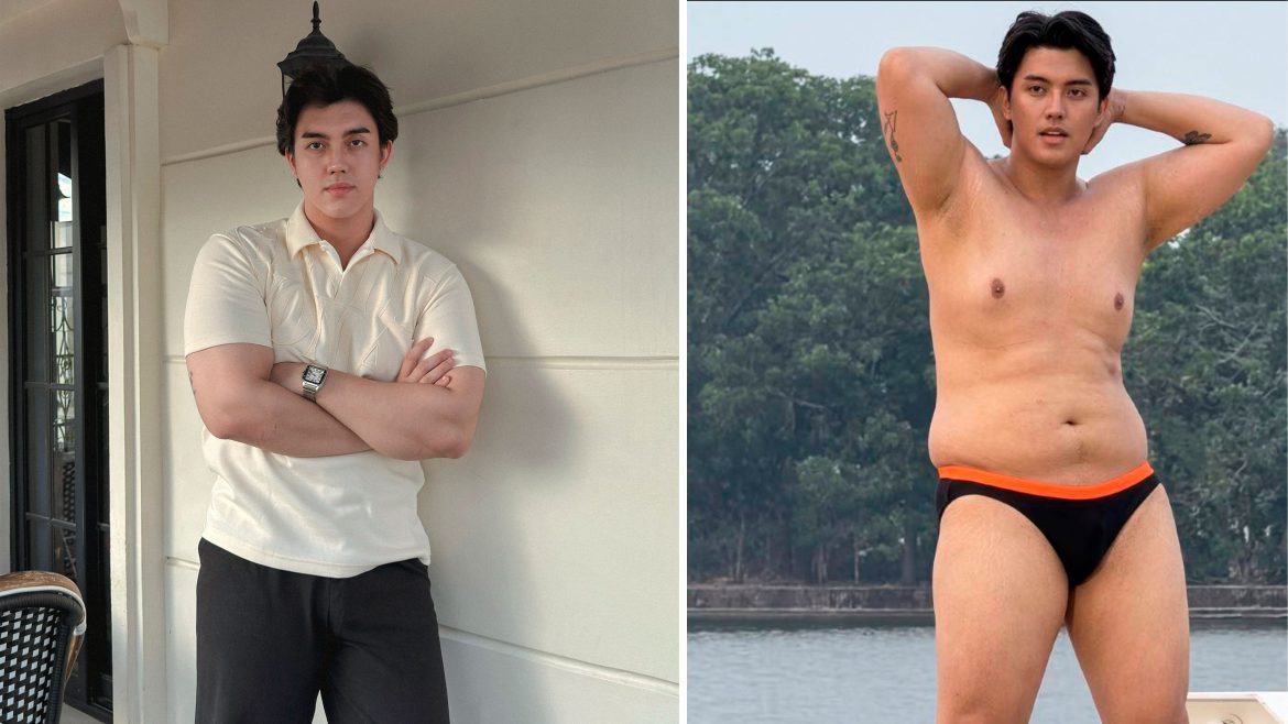 RJ Perkins Mister Pampanga entry showing comparison of his casual look and pageant physique