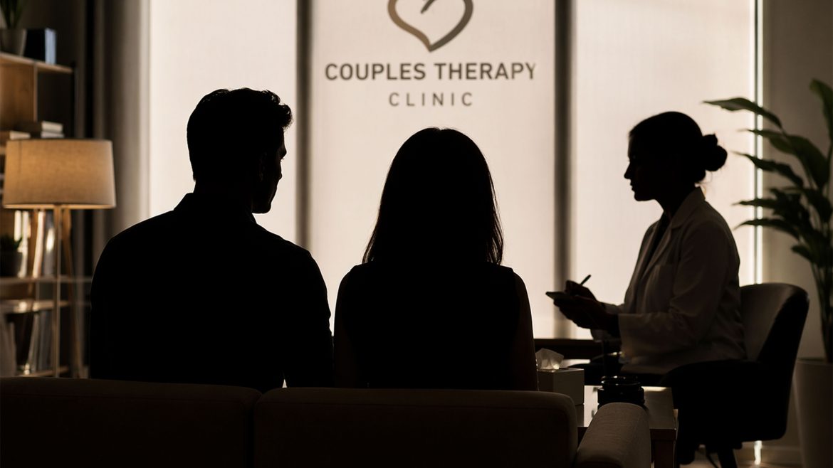 Silhouette of a couple attending therapy in a clinic, representing showbiz couple therapy Alabang amid infidelity allegations