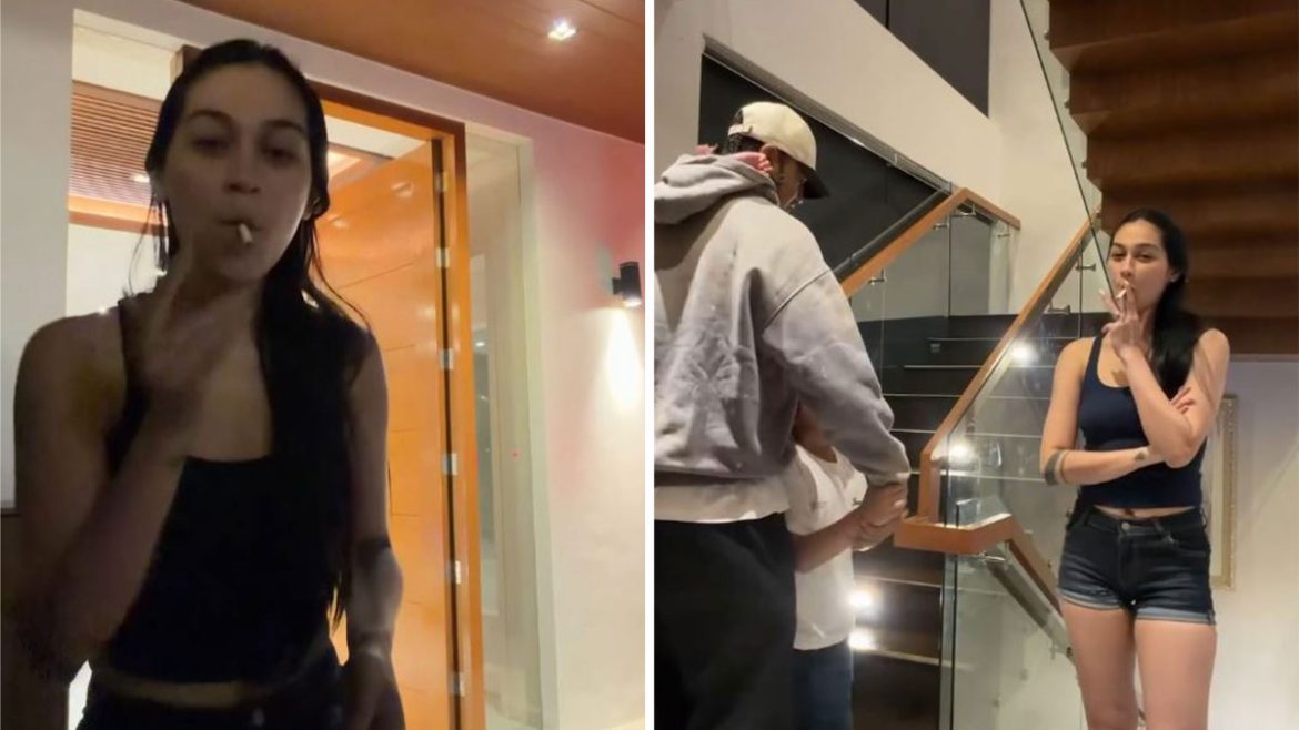 Zeinab Harake performing a yosi prank in a viral video circulating on social media
