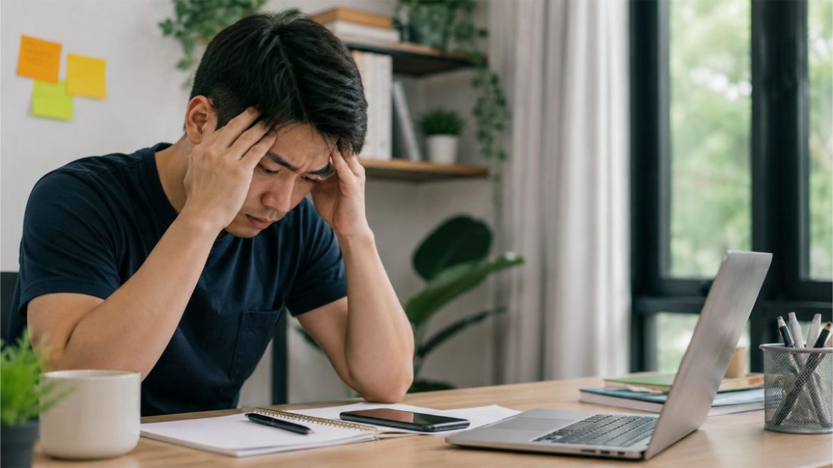 Filipino man feeling mentally exhausted while working from home
