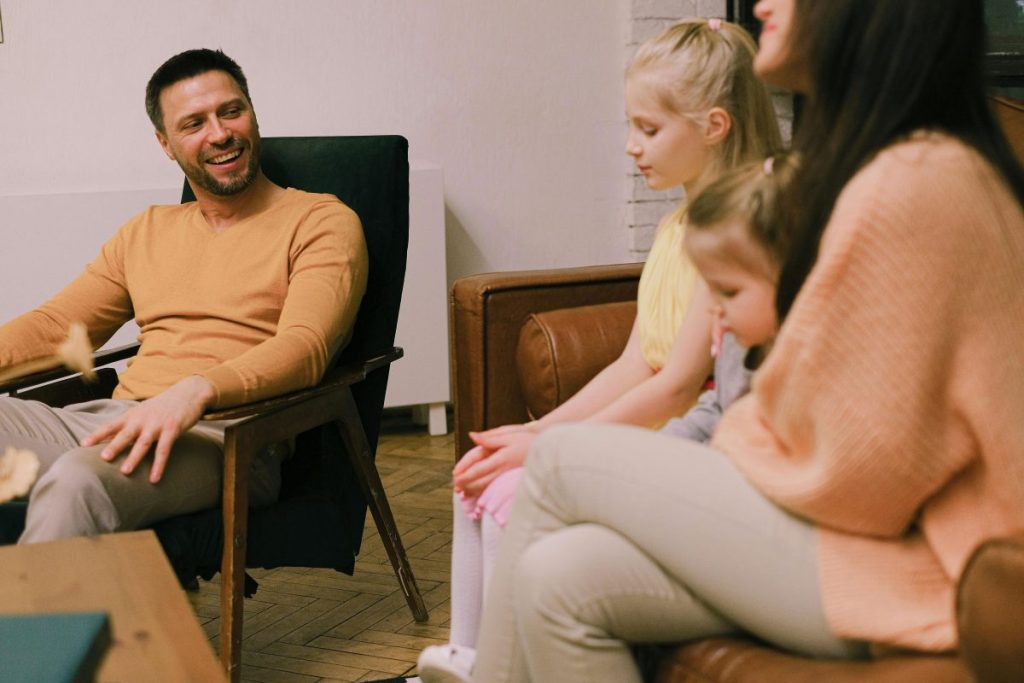 Family spending quality time together during a meaningful conversation