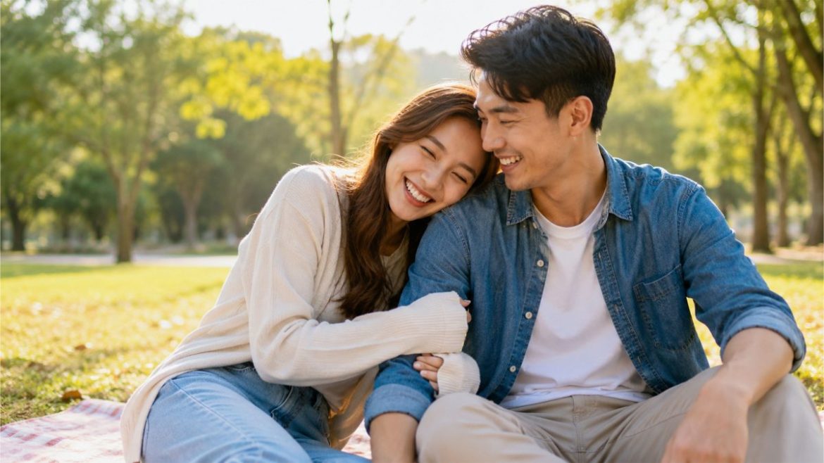 Happy Filipino couple enjoying quality time together outdoors