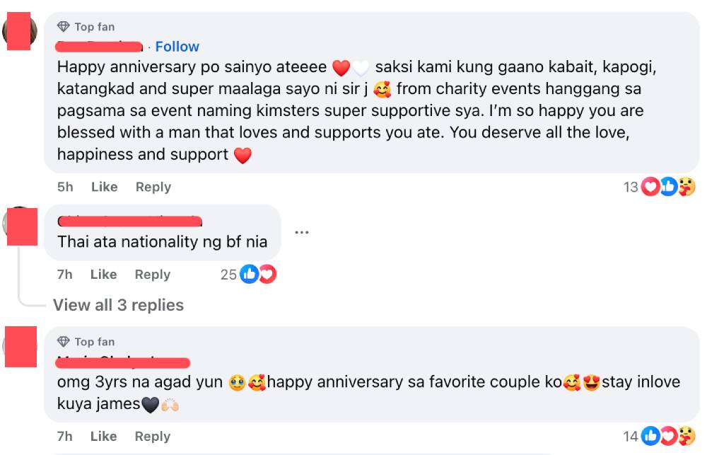 Social media comments reacting to Kim Domingo boyfriend reveal