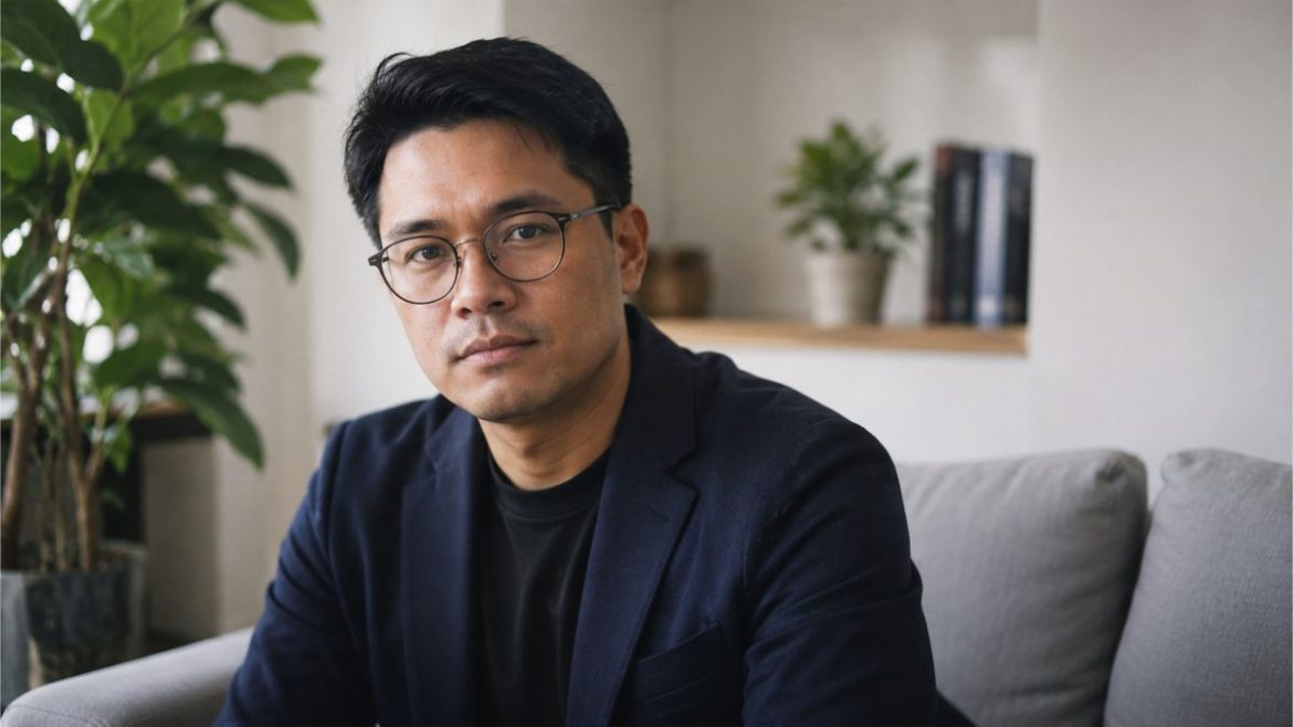 Filipino man sitting thoughtfully indoors for relationship article about types of boyfriends