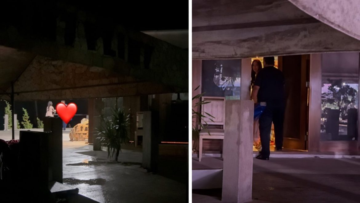 Split image showing a nighttime scene and a man with a woman linked to Xian Gaza blind item speculation