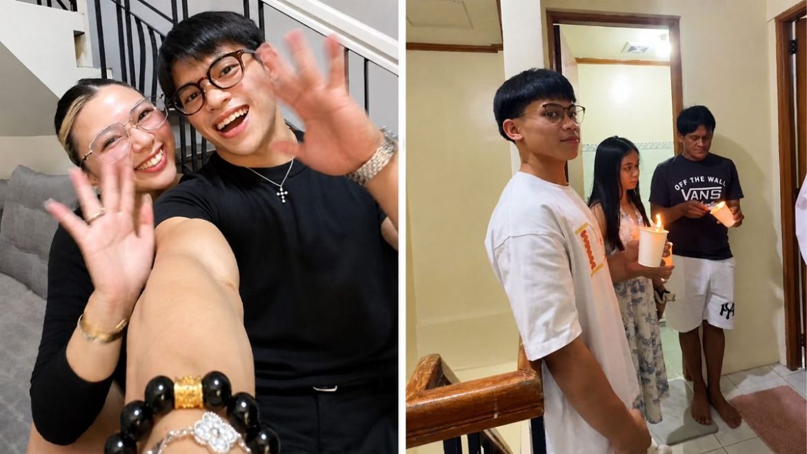 Yulo siblings celebrating their new home during a house blessing with family members
