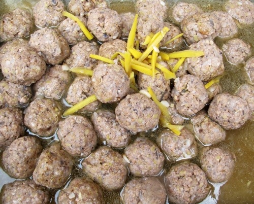 Traditional Ivatan Uvud Balls made from banana pith with local pork and fish served in a light broth in Batanes Philippines