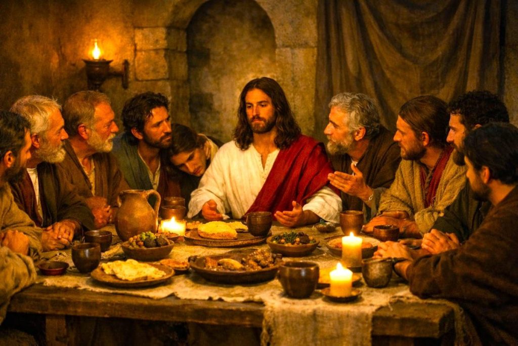 A depiction of the Last Supper, often linked to the historical origins of the unlucky number 13 superstition.